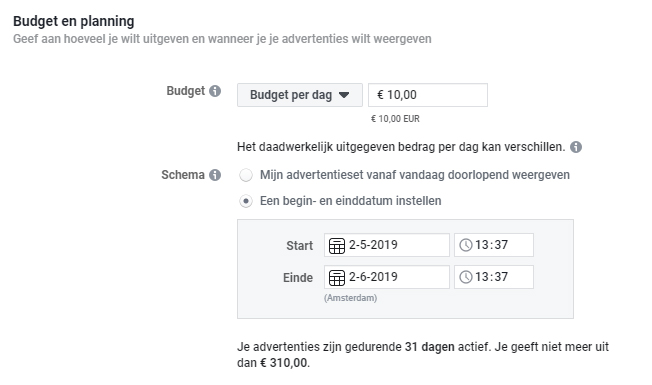 Adverteren op Facebook: budget en planning