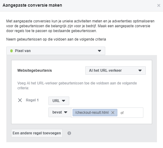 Facebook-pixel aangepaste conversie maken