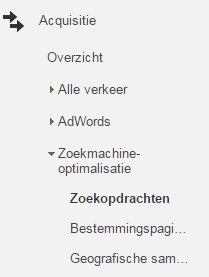 Zoekopdrachten in Google Analytics