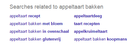 Google gerelateerde zoekopdrachten onderaan de pagina