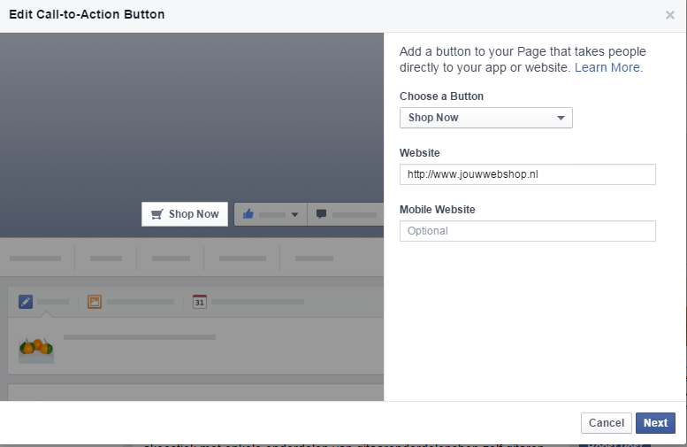 Facebook Call to Action-knop maken